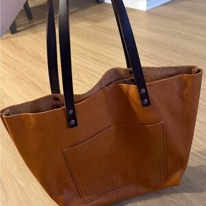 Portland Leather Chestnut Brown Tote with Front Pocket
